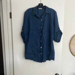 Women's Blue Button-Up Blouse